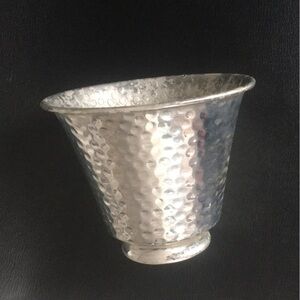 Silver Hammered Metal Vase - Decorative Home Accent